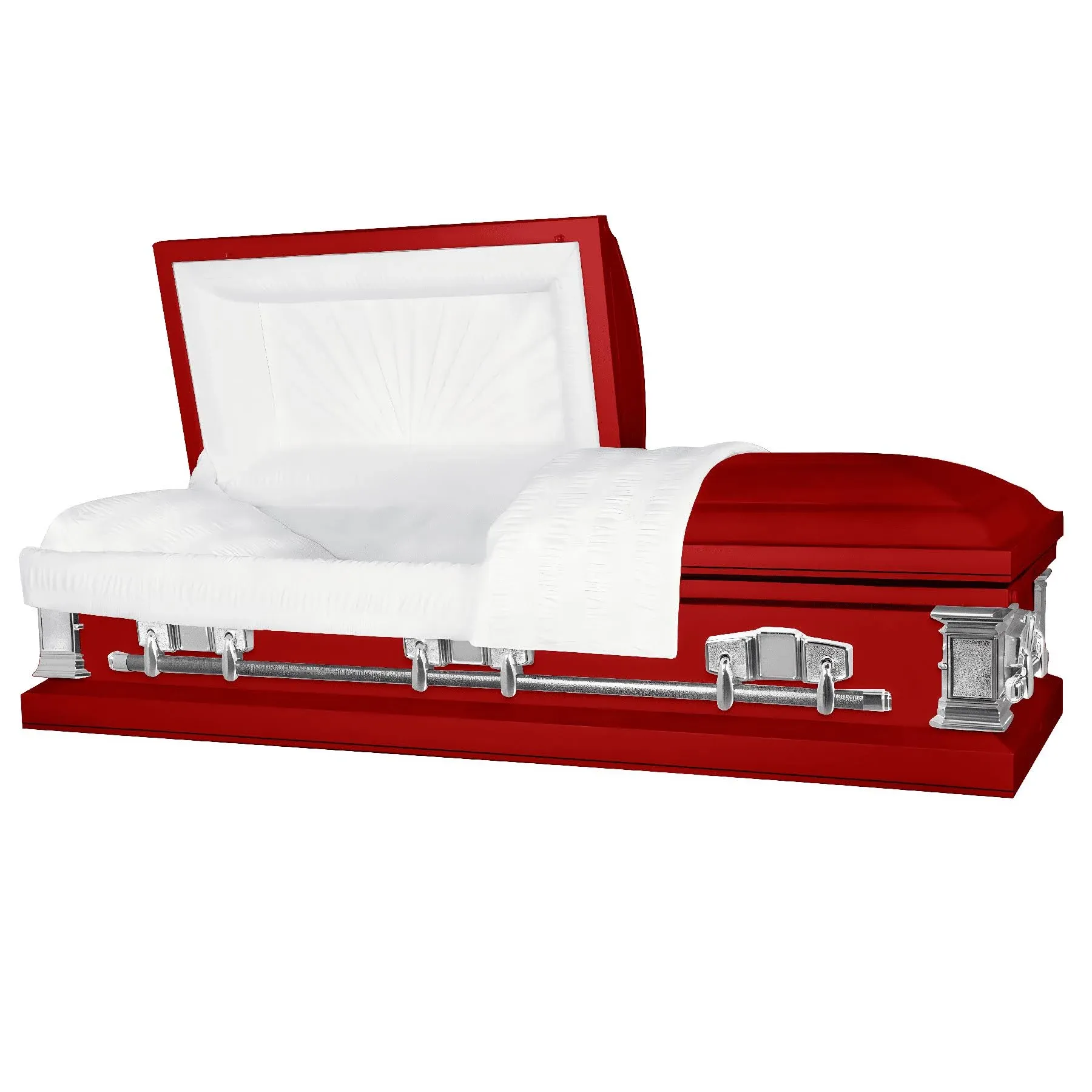 Satin Series | Red Steel Casket with White Interior