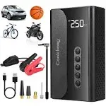 Coolchong Jump Starter with Air Compressor, 10400mAh Portable Car Battery Charger & 150psi Tire Inflator, LCD Display, Power Bank, LED Lig