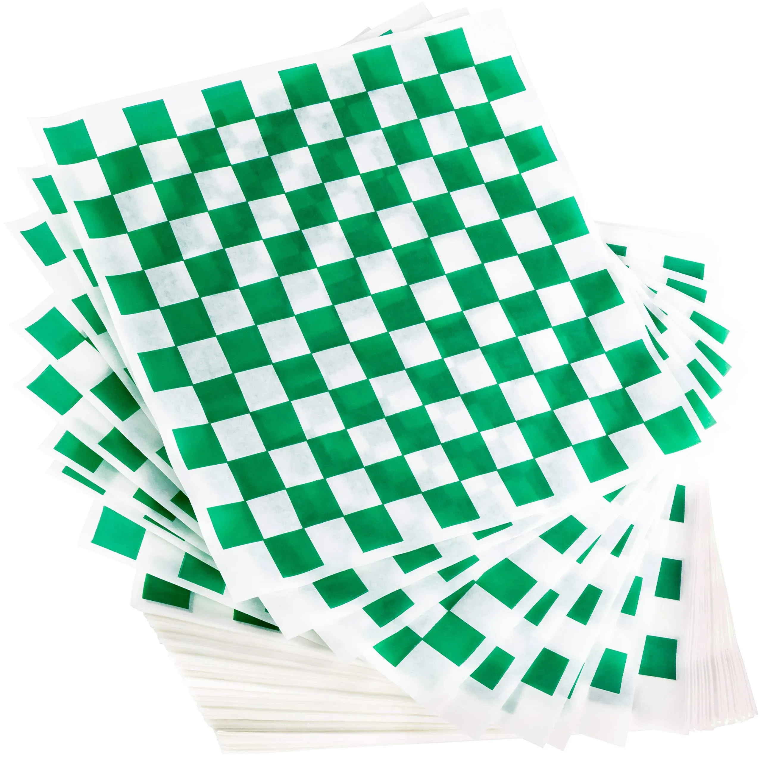 Extra Large, Grease Resistant Green Checkered Sandwich Liner 300 Sheet Pack. Microwave Safe 15x15 in Wax Paper Deli Wrap for Restaurants, Churches, BBQs, Concession Stands, School Carnivals, Fairs.