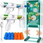 Gun Toy Gift for Boys Age of 4 5 6 7 8 9 10 10+ Years Old Kids Girls for Birthday with Moving Shooting Target 2 Blaster Gun and 18 Foam Balls Compatible with Nerf Guns (Dinosaur)