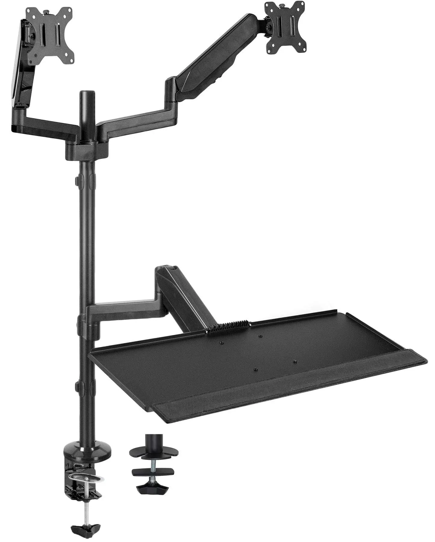 VIVO Black Dual Monitor Sit-Stand Desk Mount | Holds 2 Screens 17&#034; to 32&#034;