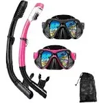 DIPUKI Snorkeling Gear for Adults Snorkel Mask Set Scuba Diving Mask Dry Snorkel Swimming Glasses Swim Dive Mask Nose Cover Yout, Scuba