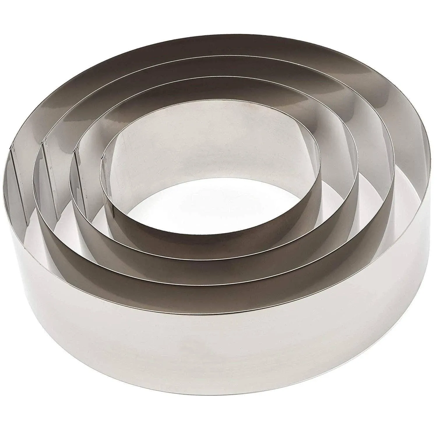 Juvale Round Cake Baking Rings, 4 Piece Set, 4 Sizes, Stainless Steel