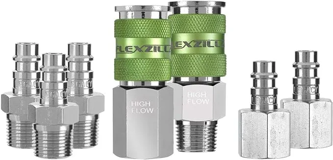 Flexzilla Pro High Flow Coupler & Plug Kit, 1/4" Body, 3/8" NPT, 7-Piece - A53657FZ