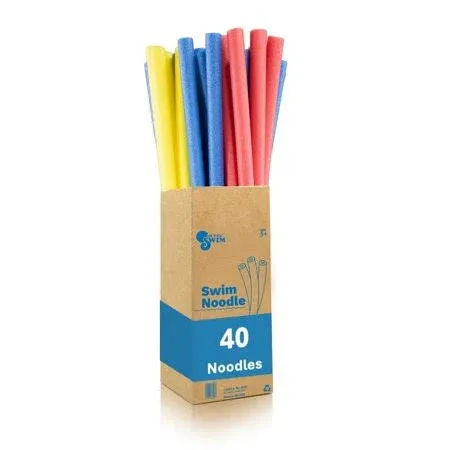 In The Swim 40-Pack, 2-Inch Diameter Standard Pool Noodles – Soft Large Foam