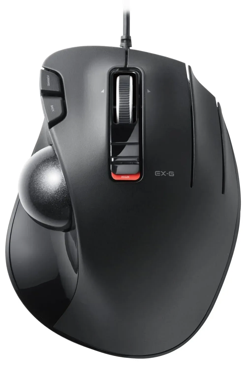 ELECOM EX-G Wired Trackball Mouse, Ergonomic, Thumb Control, Smooth Tracking Roller Ball, 6 Programmable Buttons, Tilt Scroll Computer Mice for PC Mac