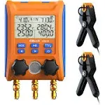 Elitech Digital Manifold Gauge 2-Way Valve with Thermometer Clamps for HVAC Systems, LMG-10