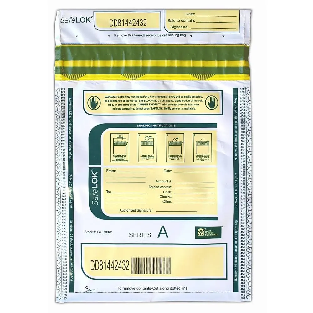 Control Group Tamper-Evident Deposit Bags, 9in x 12in, White, Pack of 100