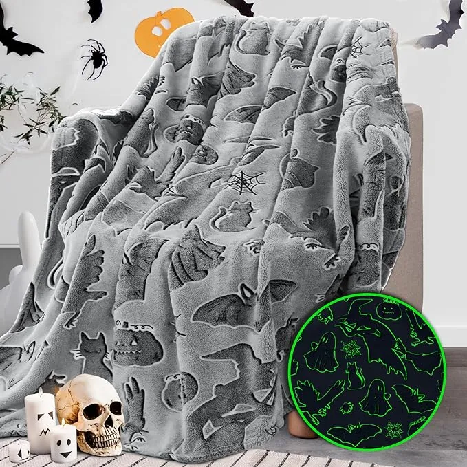 Throw Blanket Kids Soft Fleece Blankets Black Cat Halloween Throw Blanket 50&#034;...