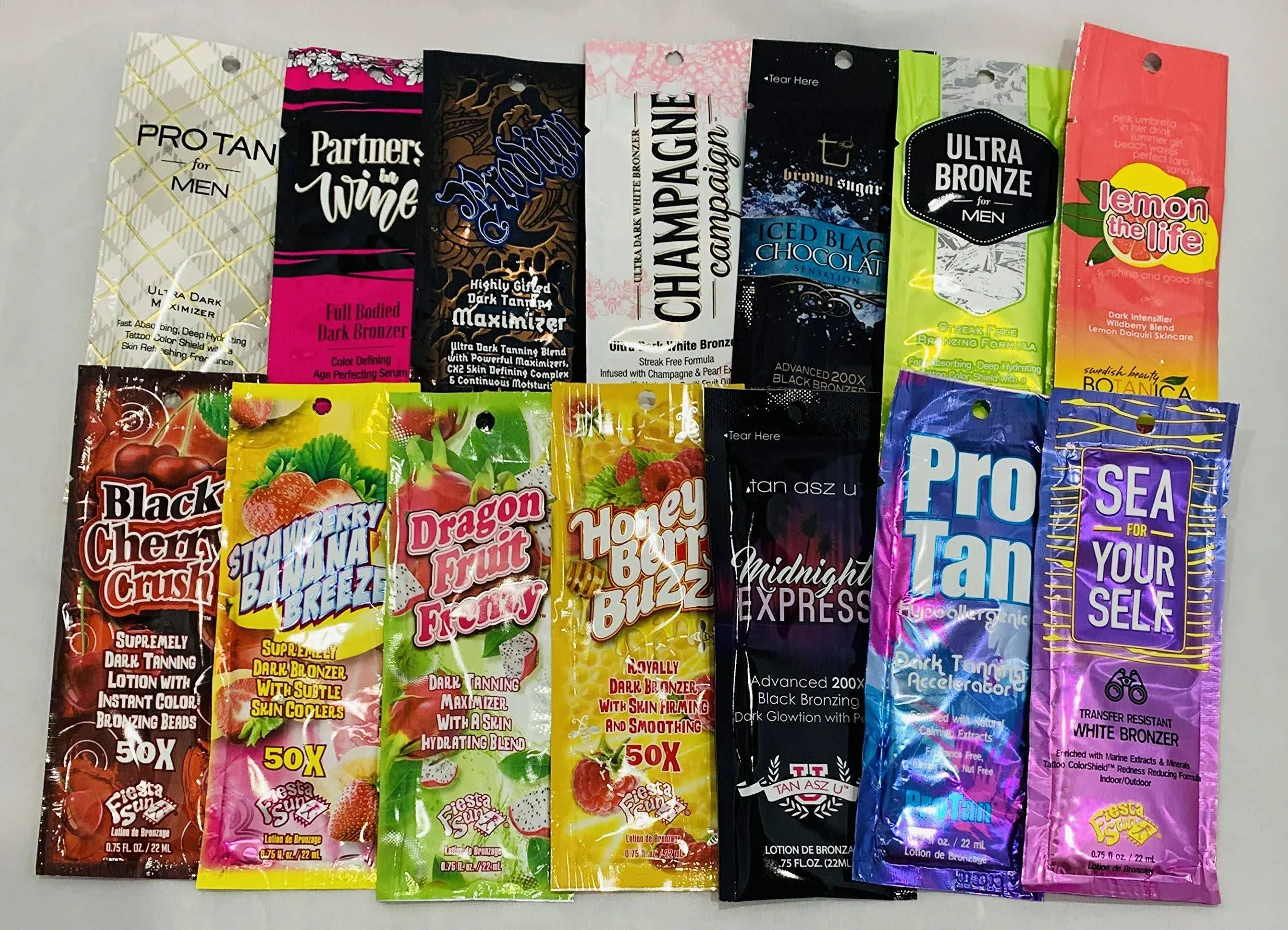 10 New Tanning Lotion Sample Packets - Major Brands Bronzer & Intensifier - 10 ...