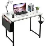 Small Computer Desk for Bedroom White Modern Writing Table for Home Office Small Spaces Student Teens Study Work PC Desk 31 Inch