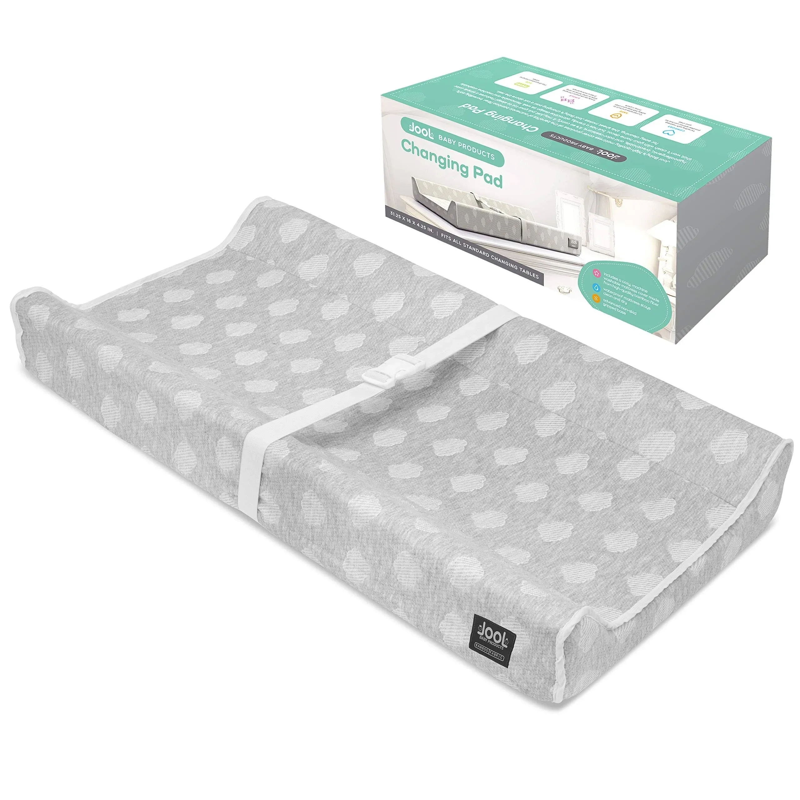 Contoured Changing Pad - Waterproof &amp; Non-Slip, Includes a Cozy, Gray