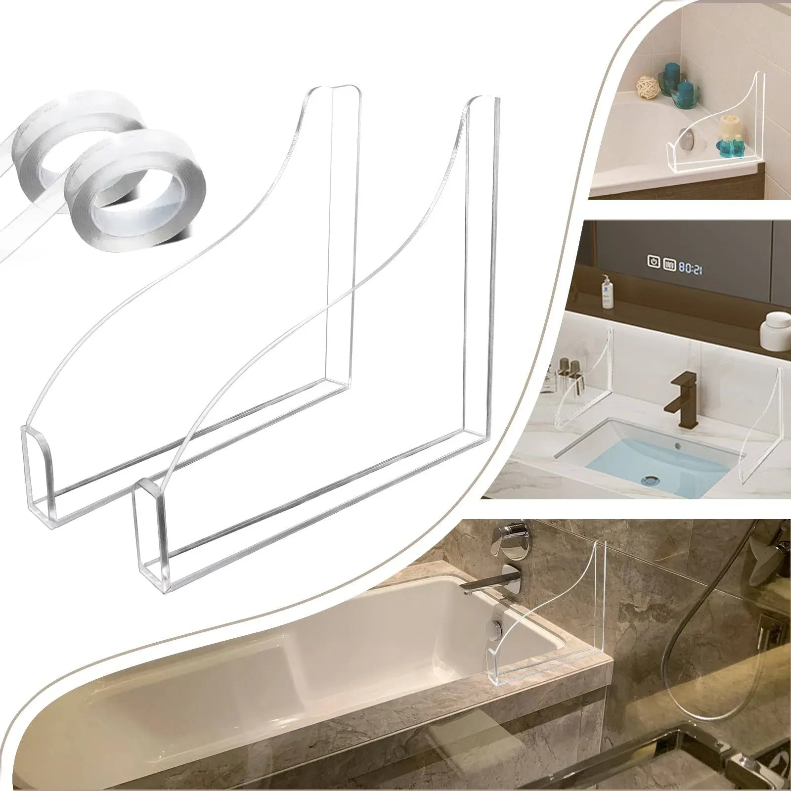 Midu 2 Pcs Shower Splash Guard, Shower Water Guard, Bathtub Splash Guard, Shower ...