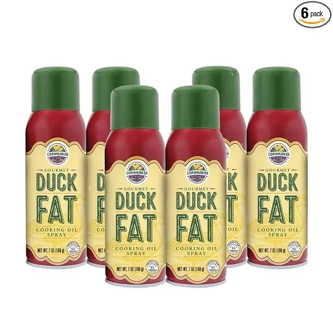 Cornhusker Kitchen's Duck Fat Cooking Oil Spray 7 oz - Case of 6 Cans - Made in The USA - Proudly Made in Nebraska