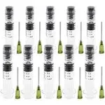 1 Pack (Single) Borosilicate Glass Syringe - 1ml Syringe, Heat Resistant Luer Lock Syringe for Labs | Glue Syringe for Use With Liquids, Glue, Oils, Ink | 14GA Blunt Tip Non-Hypodermic Needle