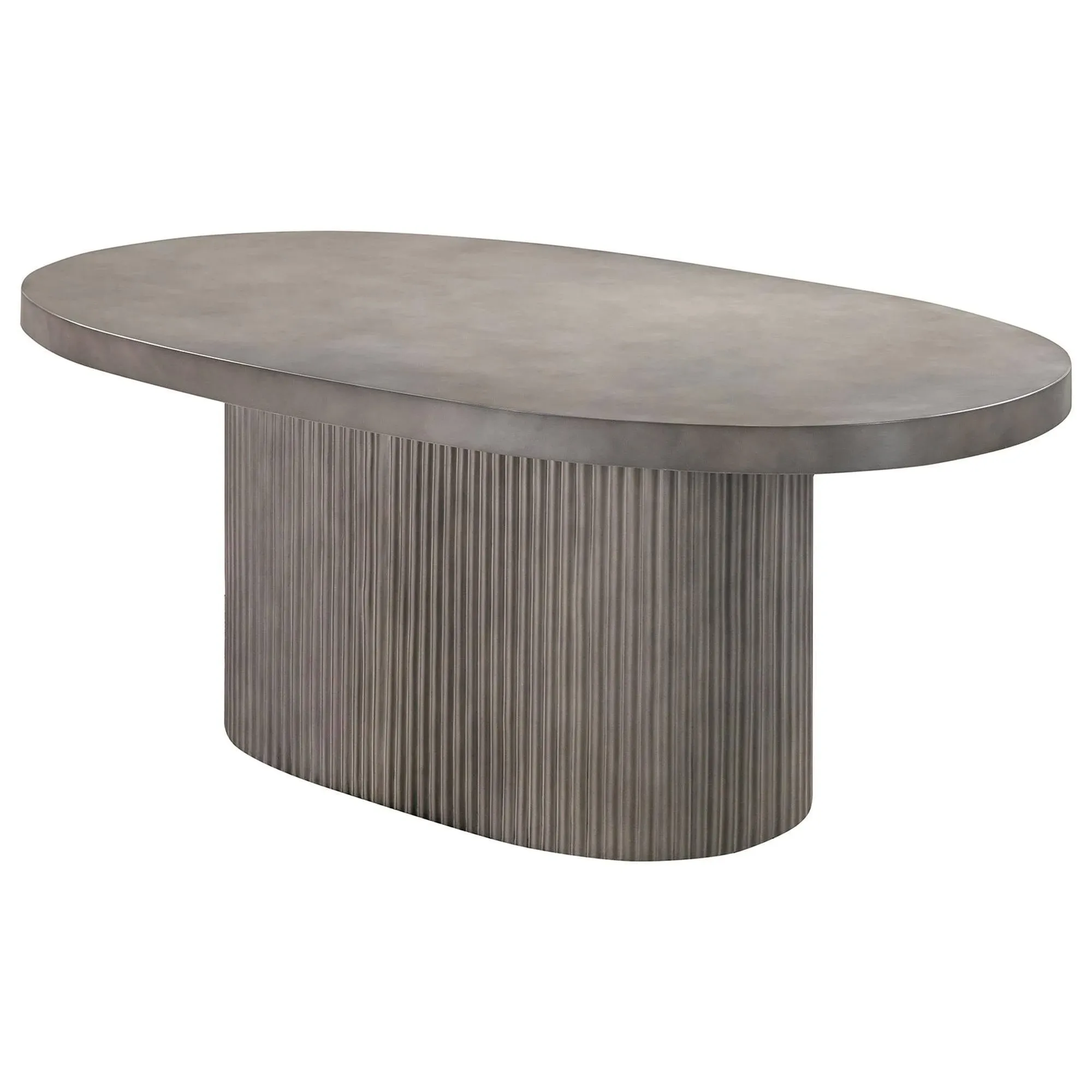 Armen Living Wave Oval Dining Table in Grey Concrete