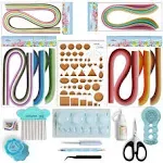 JUYA Paper Quilling Kit with Blue Tools 960 Strips Board Mould Crimper Coach Comb (Paper Width 3mm with Glue)