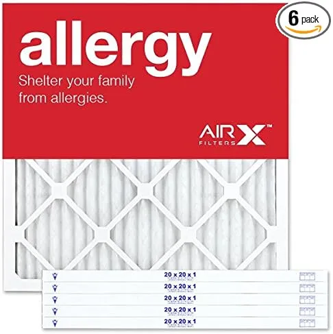 AIRx ALLERGY 16x25x1 MERV 11 Pleated Air Filter - Made in the USA - Box of 6