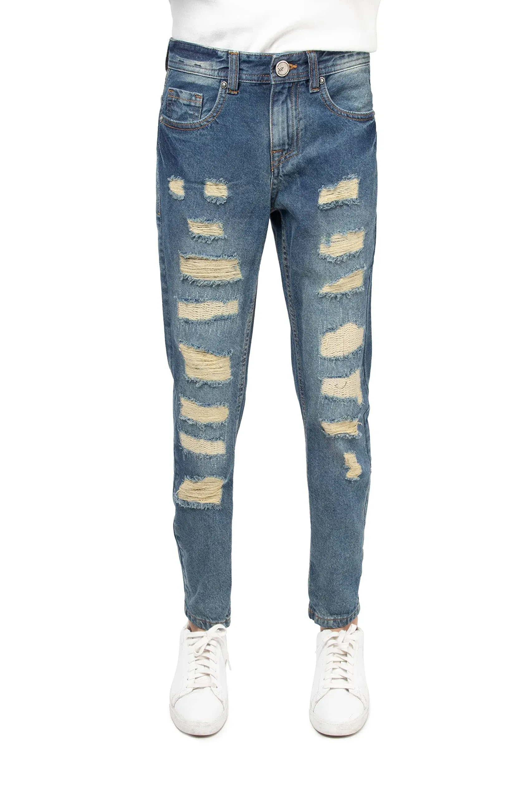 X RAY Boys Distressed Jeans, Big Boy & Little Kids Stretch Slim Fit Pants, Ripped Denim Jeans for Boys