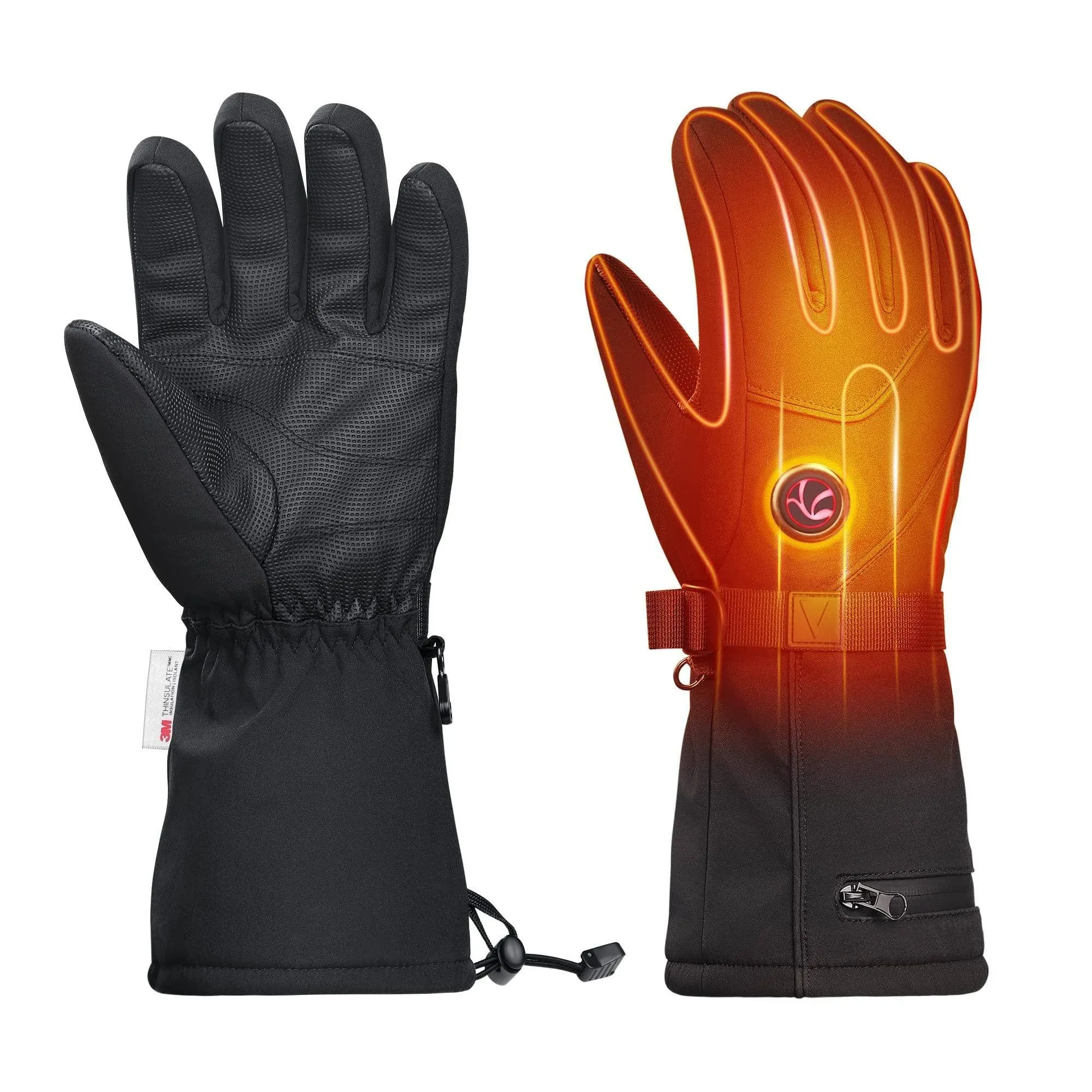 VELAZZIO Heated Gloves, Rechargeable 4800mAh Electric Heating Gloves for Men ...