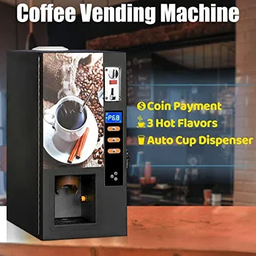 Rxfsp Smart Commercial Fully Automatic Table Type Self Coin Payment 3 Flavor Instant Hot Coffee Vending Machine Tea Milk