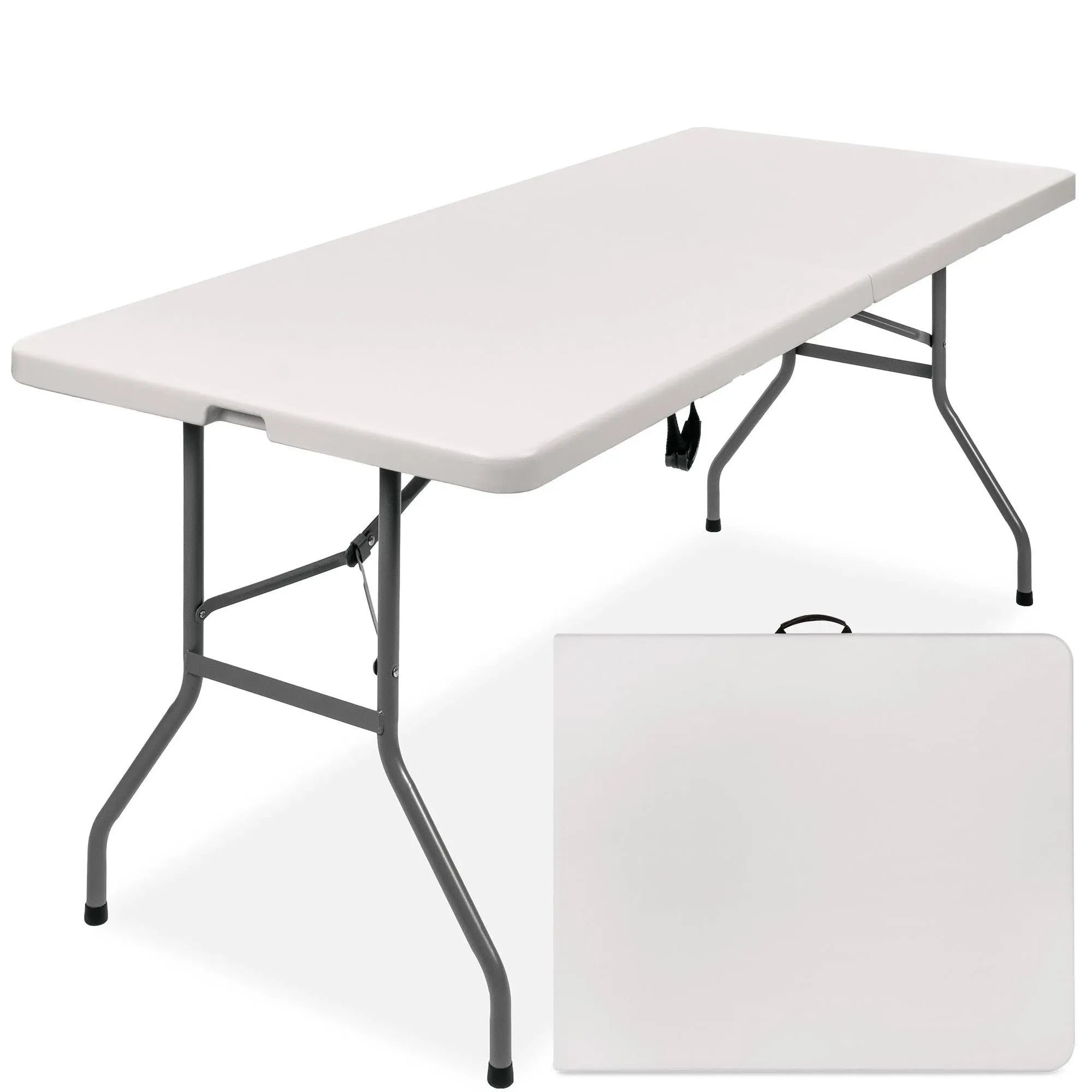 Best Choice Products 6ft Plastic Folding Table, Indoor Outdoor Heavy Duty Portable w/ Handle, Lock - White