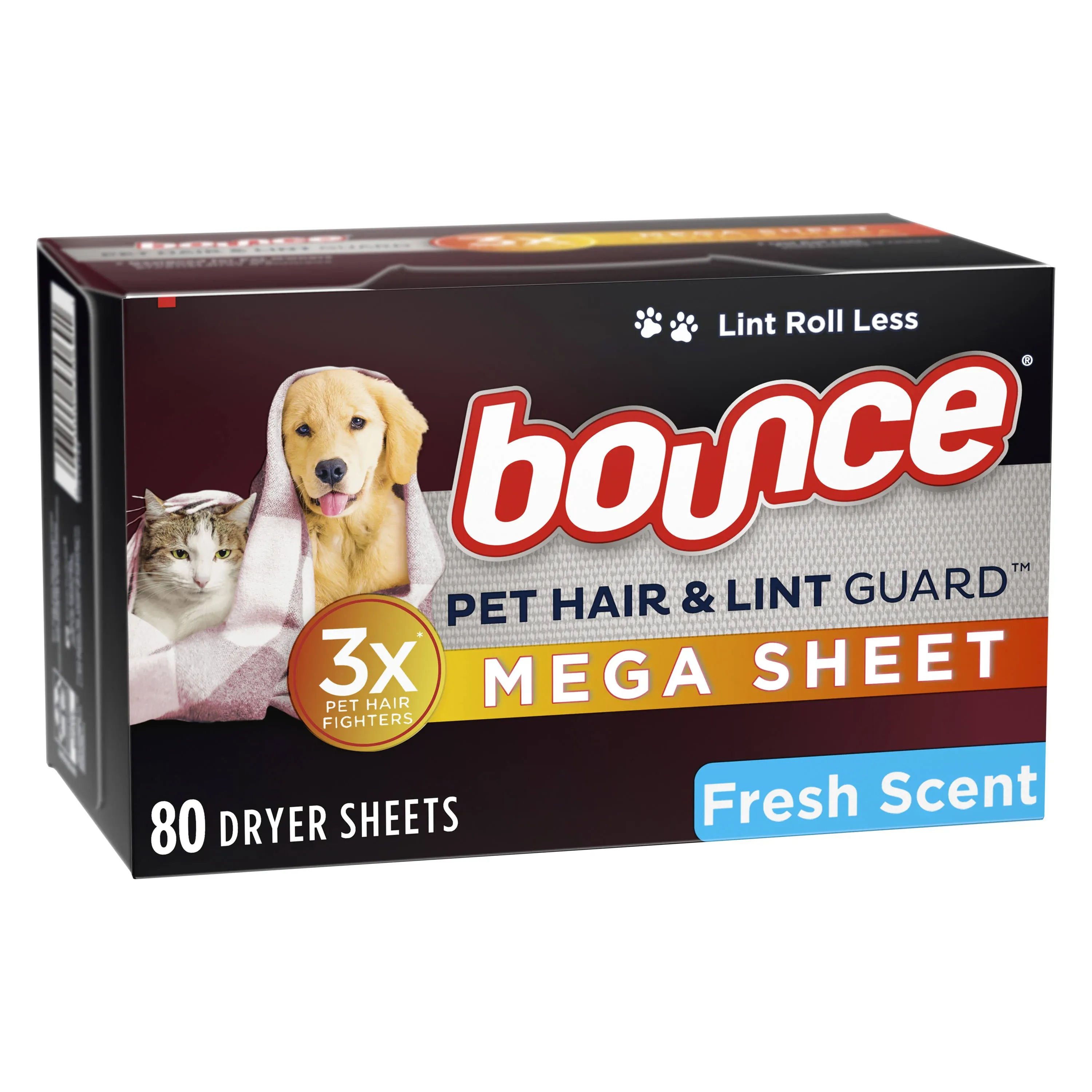 Bounce Pet Hair and Lint Guard Mega Dryer Sheets, 210 ct. - Fresh Scent