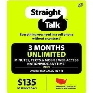 Straight Talk 3 Months Unlimited Service Card (Mail Delivery)