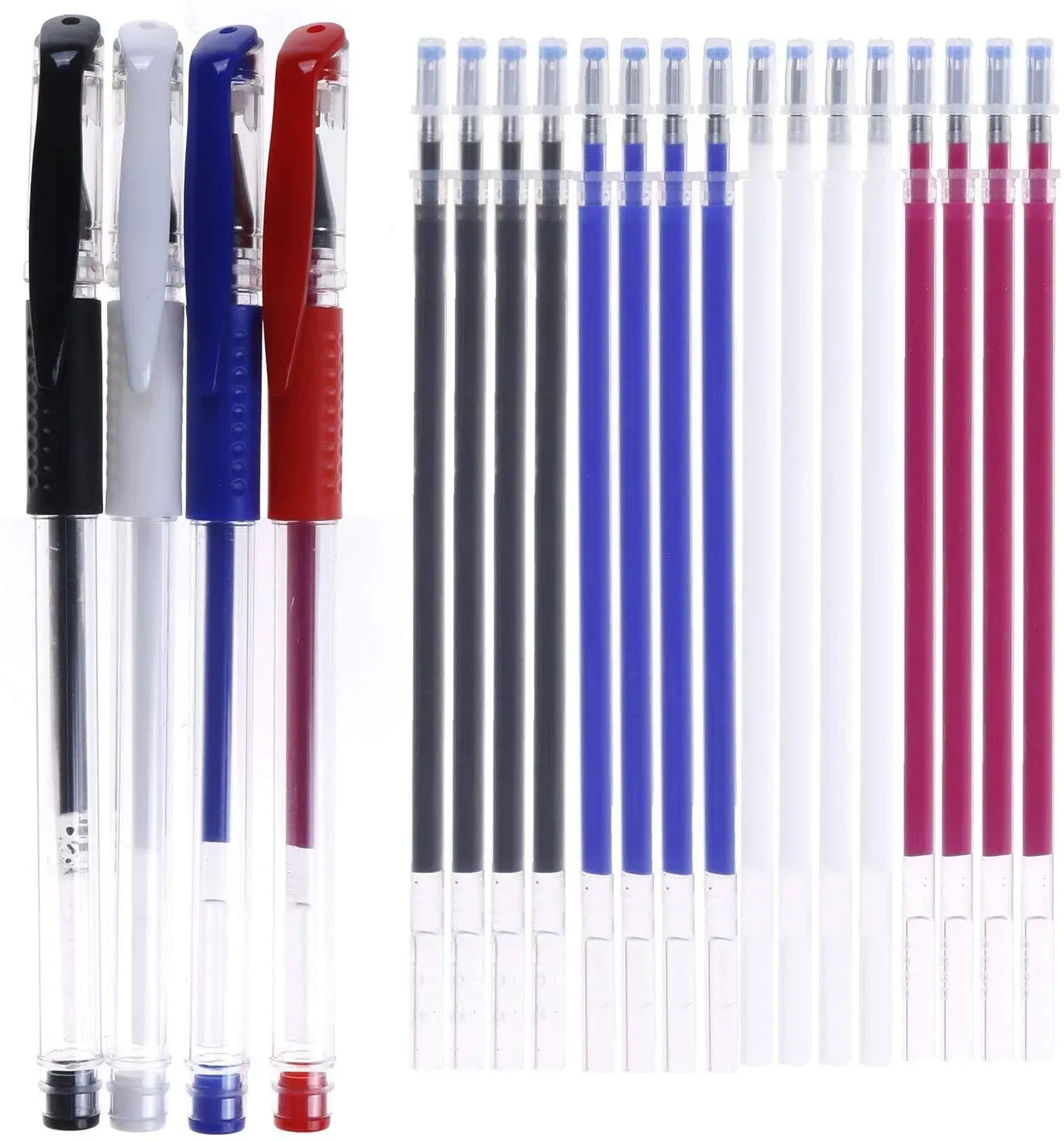 4 Pieces Heat Erase Pens with 40 Heat Erasable Fabric Refills Marking for Sewing, Quilting and Dressmaking(4 Colors)