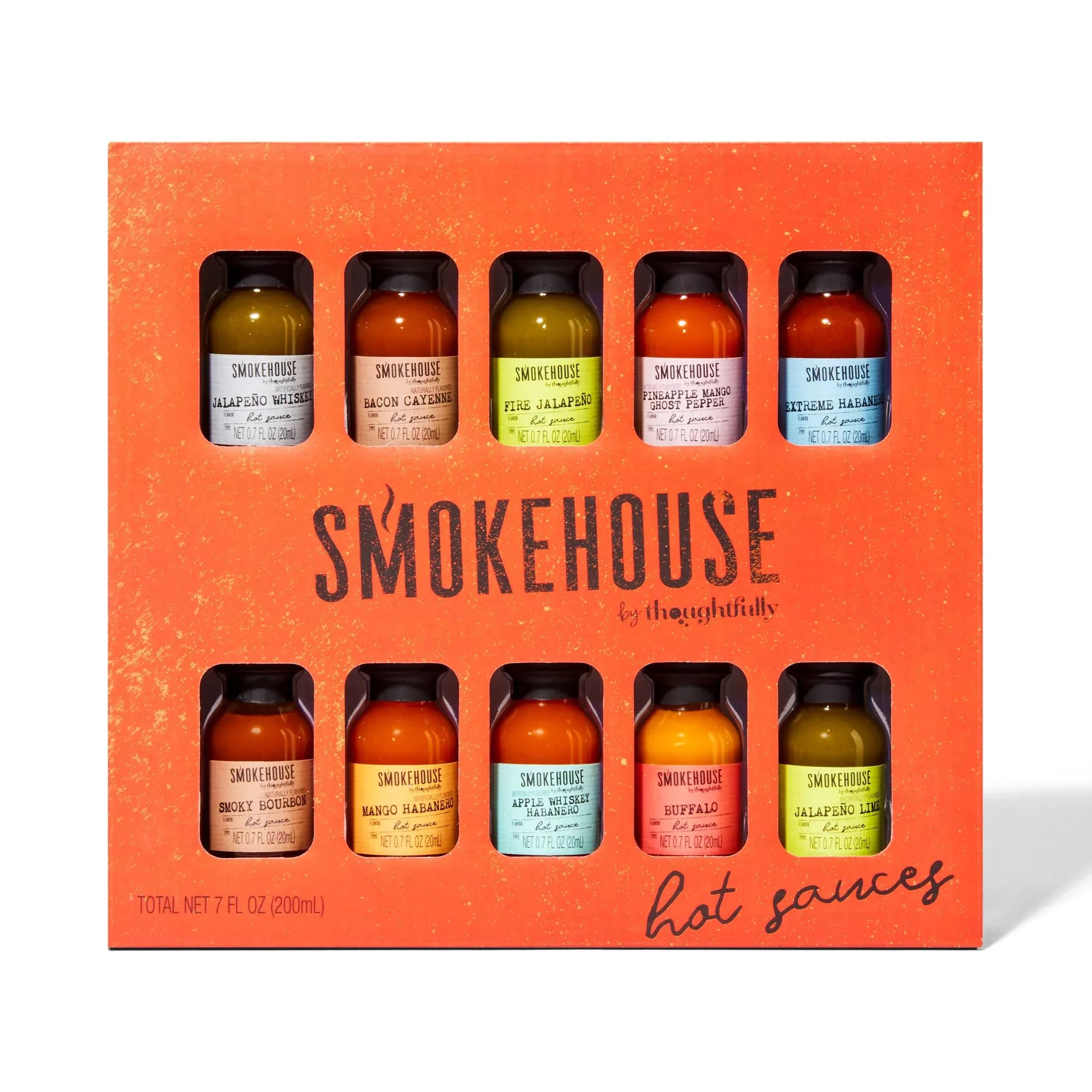 Smokehouse by Thoughtfully, Hot Sauce Gift Set, Variety of Natural Flavors, Set of 10