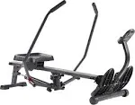 Sunny Health & Fitness Smart Compact Full Motion Rowing Machine, Full-Body Workout, Low-Impact, Extra-Long Rail, 350 lb Weight Capacity and SunnyFit