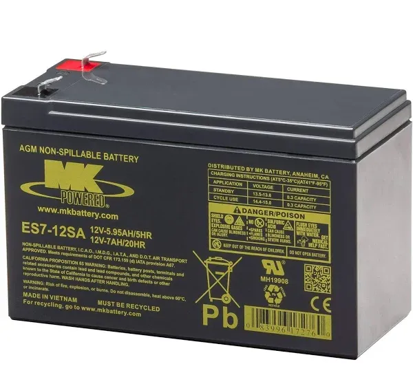 Mk Battery ES7-12SA Maintenance-Free Rechargeable Sealed Lead-Acid Battery