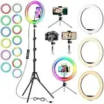 Cshidworld 13&#034; RGB Selfie Ring Light w/ Tripod Stand