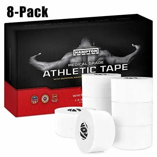 White Sports Medical Athletic Tape - No Sticky Residue & Easy to Tear - for Athl