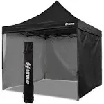 OUTFINE Heavy Duty Canopy 10x10 Pop Up Commercial Canopy Tent with 3 Side Walls Instant Shade, Bonus Upgrade Roller Bag, 4 Weight Bags, Stakes and