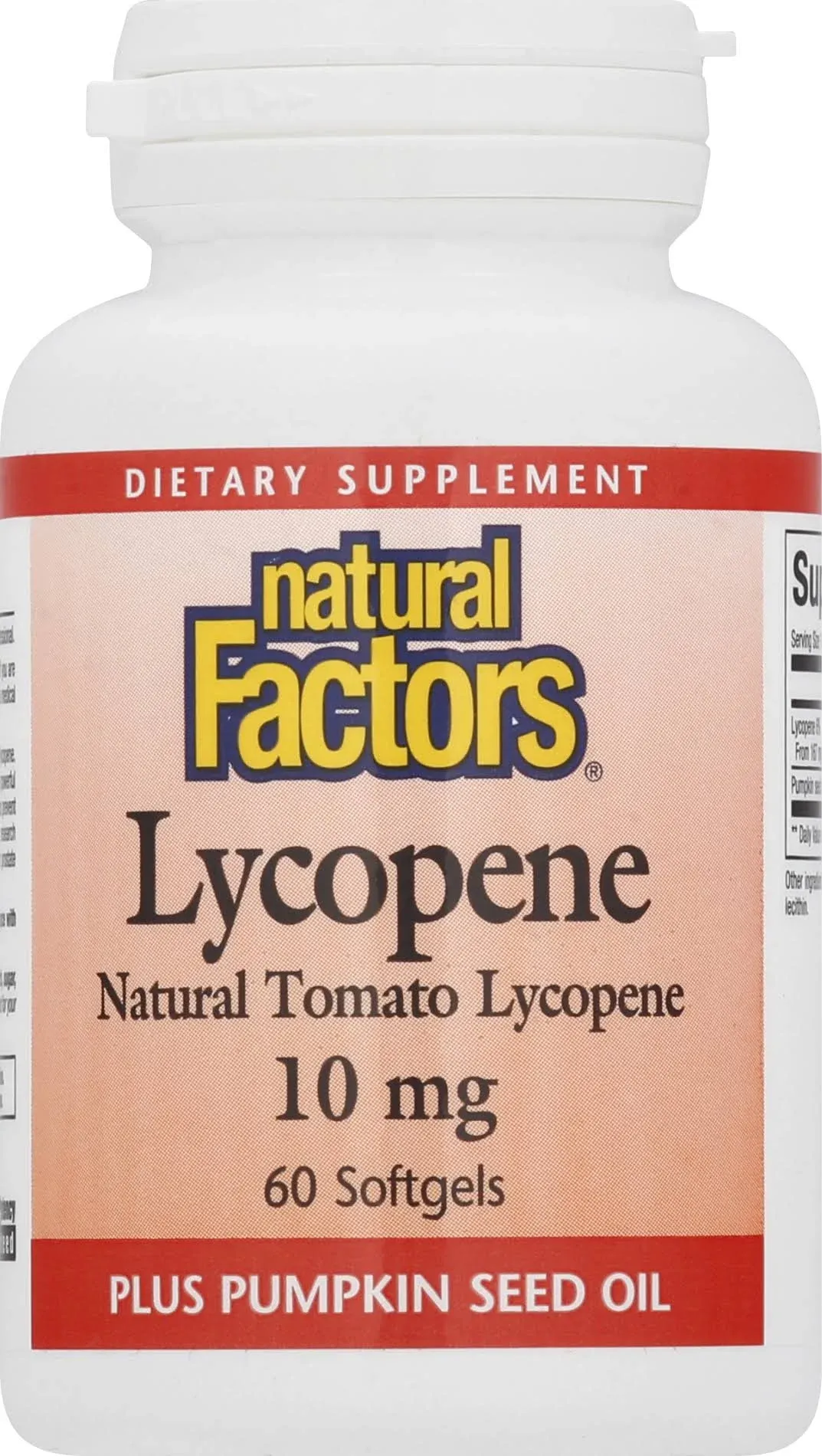 Natural Factors, Lycopene 10 mg, Antioxidant Support to Help Reduce Free Radical Damage with Pumpkin Seed, 60 softgels (60 servings)