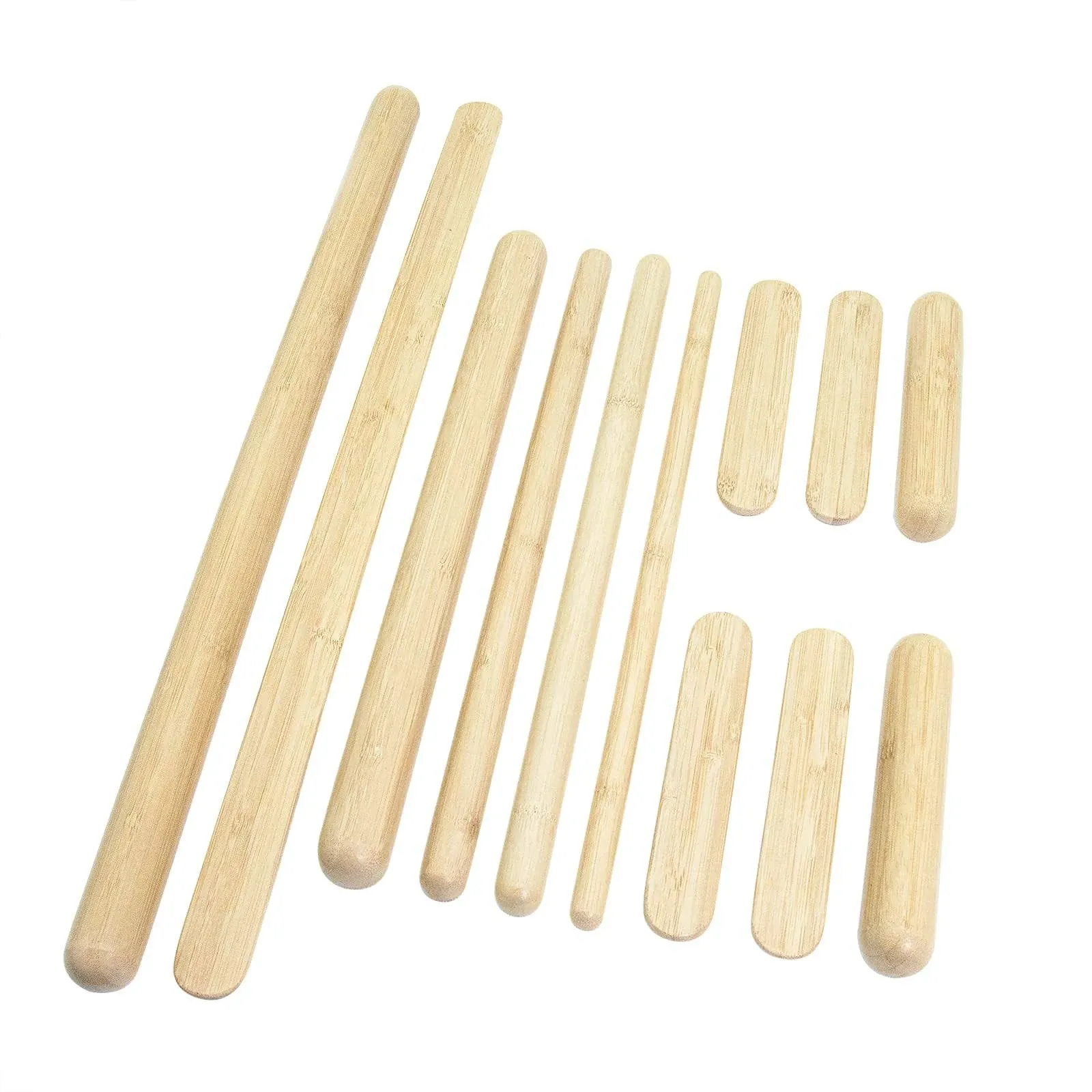 12 PCS Solid Bamboo Massage Stick Sets Warm Bamboo Therapy Massage Tools Guasha Tools for Body Sculpting Use at Home/Professional Massage Studio