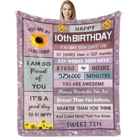 Gifts for 10 Year Old Girl, 10 Year Old Girl Gift Ideas, 10th Birthday Decorations for Girl Boys, 10th Birthday Gifts for Girls, Best 10 Year Old Girl Birthday Gifts Blanket 50"x60"