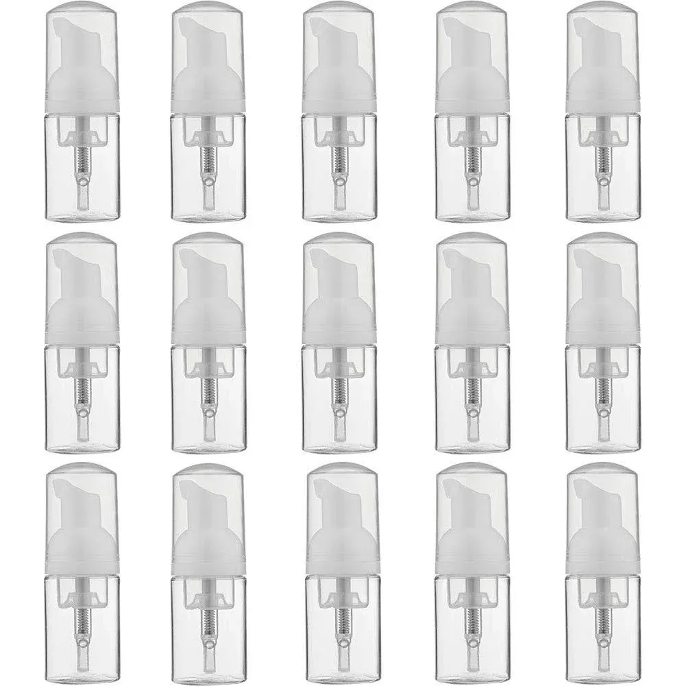 LONGWAY 1 oz Foam Soap Pump Bottle(15PCS) Mini 30ml(pack of 15), Clear 