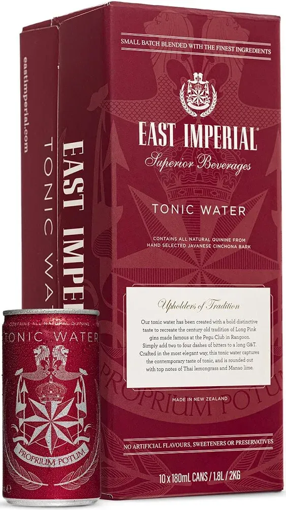 East Imperial Premium Tonic Water, Cans, GMO free, No Artificial Colors or Sweeteners, 6.1 Fl Oz (Pack of 10)