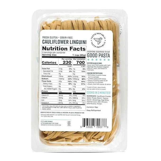 Taste Republic Pasta Cauliflower Linguini Grain Free