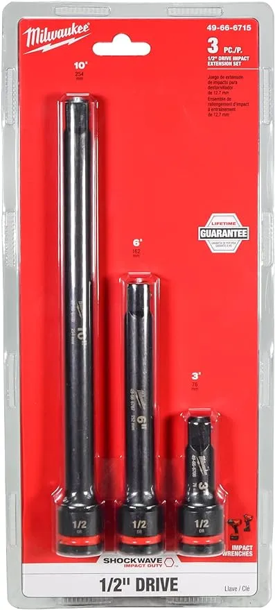 Milwaukee 49-66-6715 3 Piece Shockwave Impact Duty 1/2" Drive Extension Set