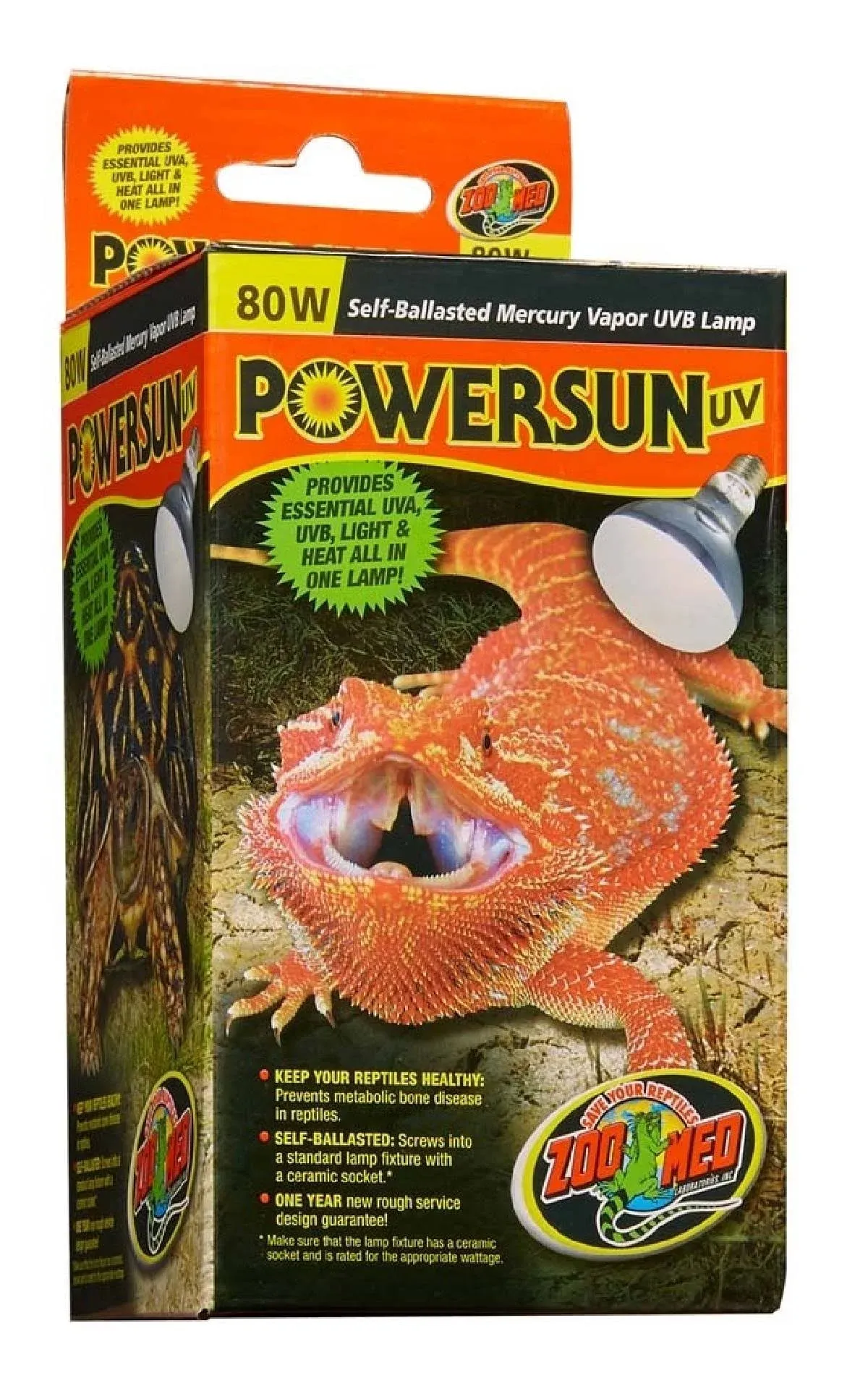 Zoo Med PowerSun UV Lamp 80 Watt , Mercury Vapor UVB