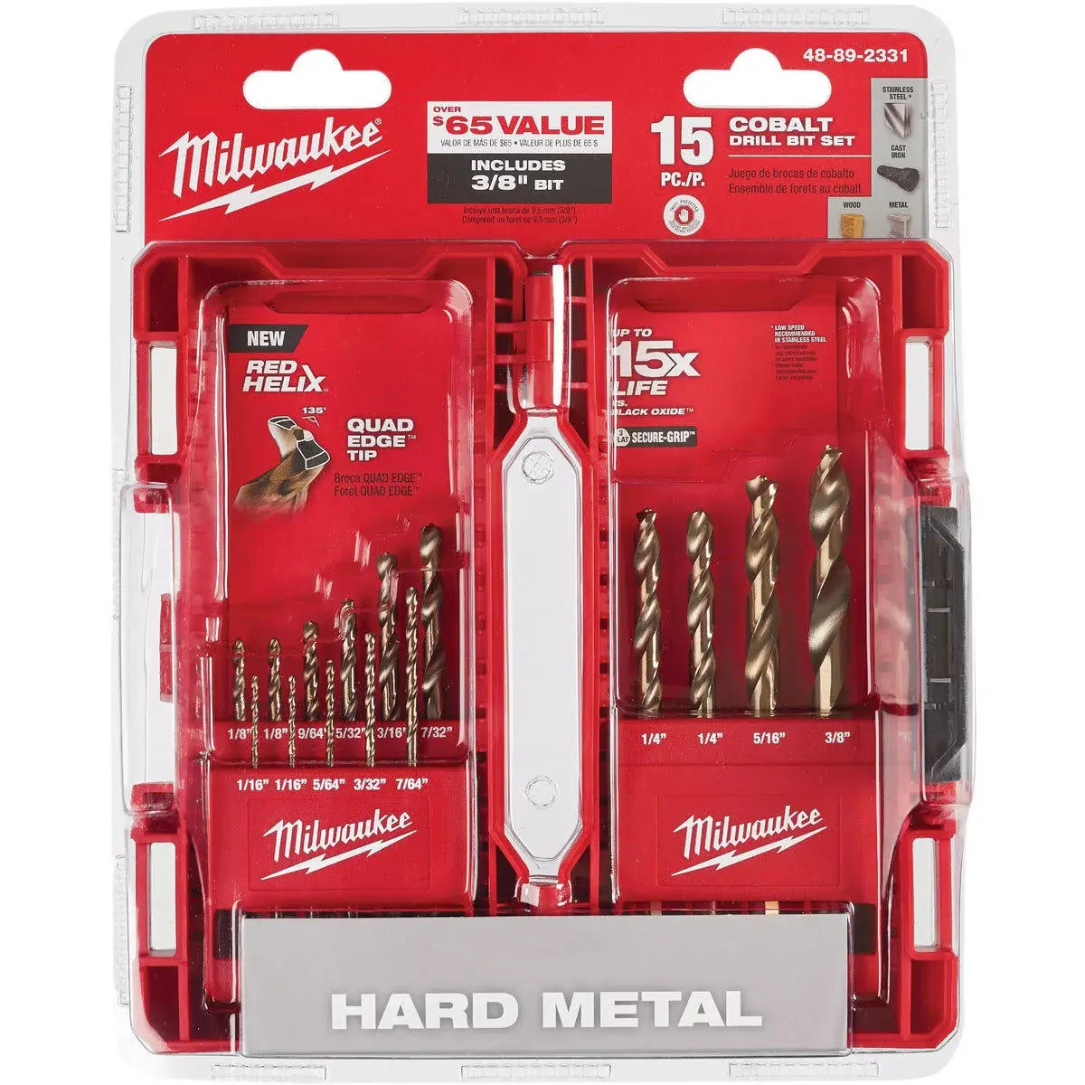 Milwaukee 48-89-2331 15 Piece Cobalt Red Helix Drill Bit Set