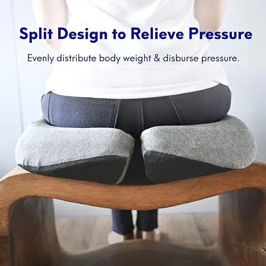 Cushion Lab Patented Pressure Relief Seat Cushion for Long Sitting Hours on Office & Home Chair - Extra-Dense Memory Foam for Soft Support. Car Pad for Hip, Tailbone, Coccyx, Sciatica - Black