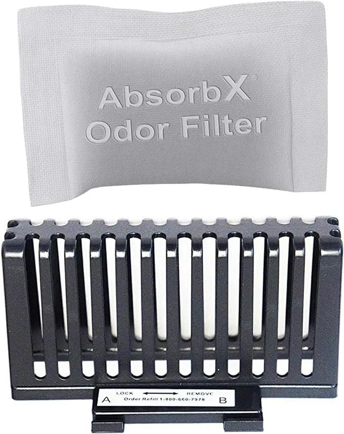 AbsorbX Odor Filter Kit for Automatic 13 Gallon Touchless Sensor Trash Can, includes Compartment and One Natural Carbon Deodorizer