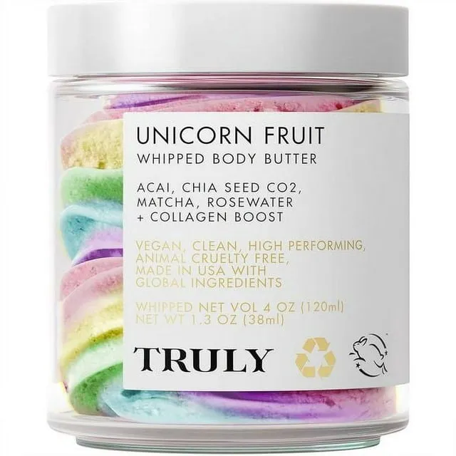 Truly Beauty Unicorn Fruit Whipped Body Polish- Whipped Body polish for Women - Body Scrub That Helps Hydrate, Soothe, and Plump Dry Skin - Body Scrubs for Women Exfoliation - 2 OZ