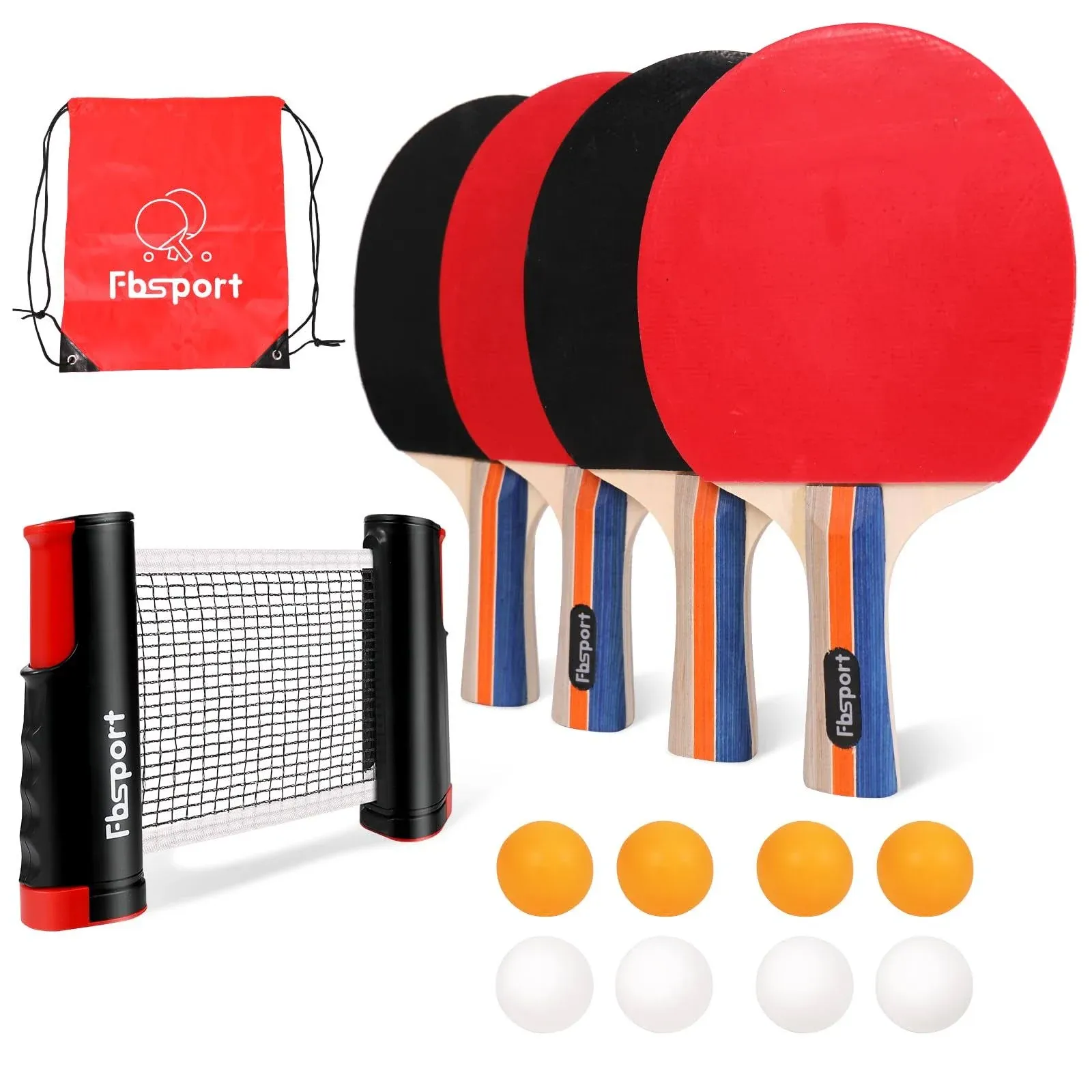 Ping Pong Paddle Set, Portable Table Tennis Set with Retractable Net,Rackets,Ba<wbr/>l