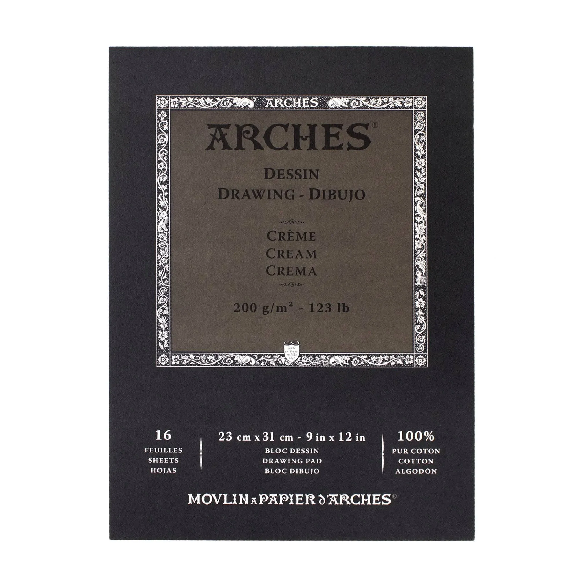 Arches Drawing Paper Block - 9" x 12", Cream, 16 Sheets