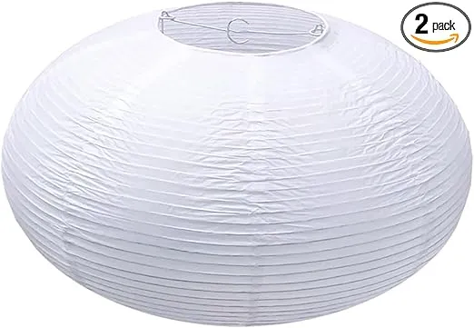 TopAAA White Round Paper lantern 16”, Chinese Japanese Pendant Hanging Lamp Shade Easy to assemble (White-16inch-2PCS)